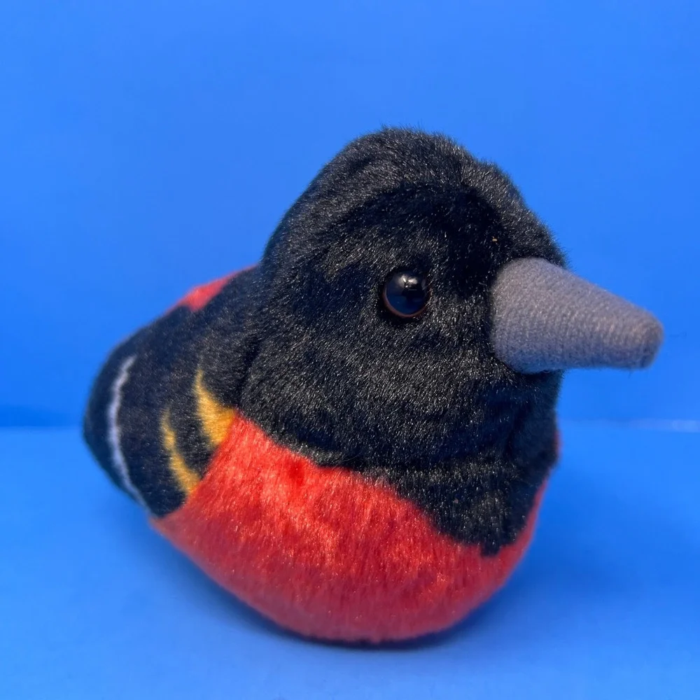 Wild Republic Baltimore Oriole Small Black‎ Orange Tweets Sound Bird Plush Toy